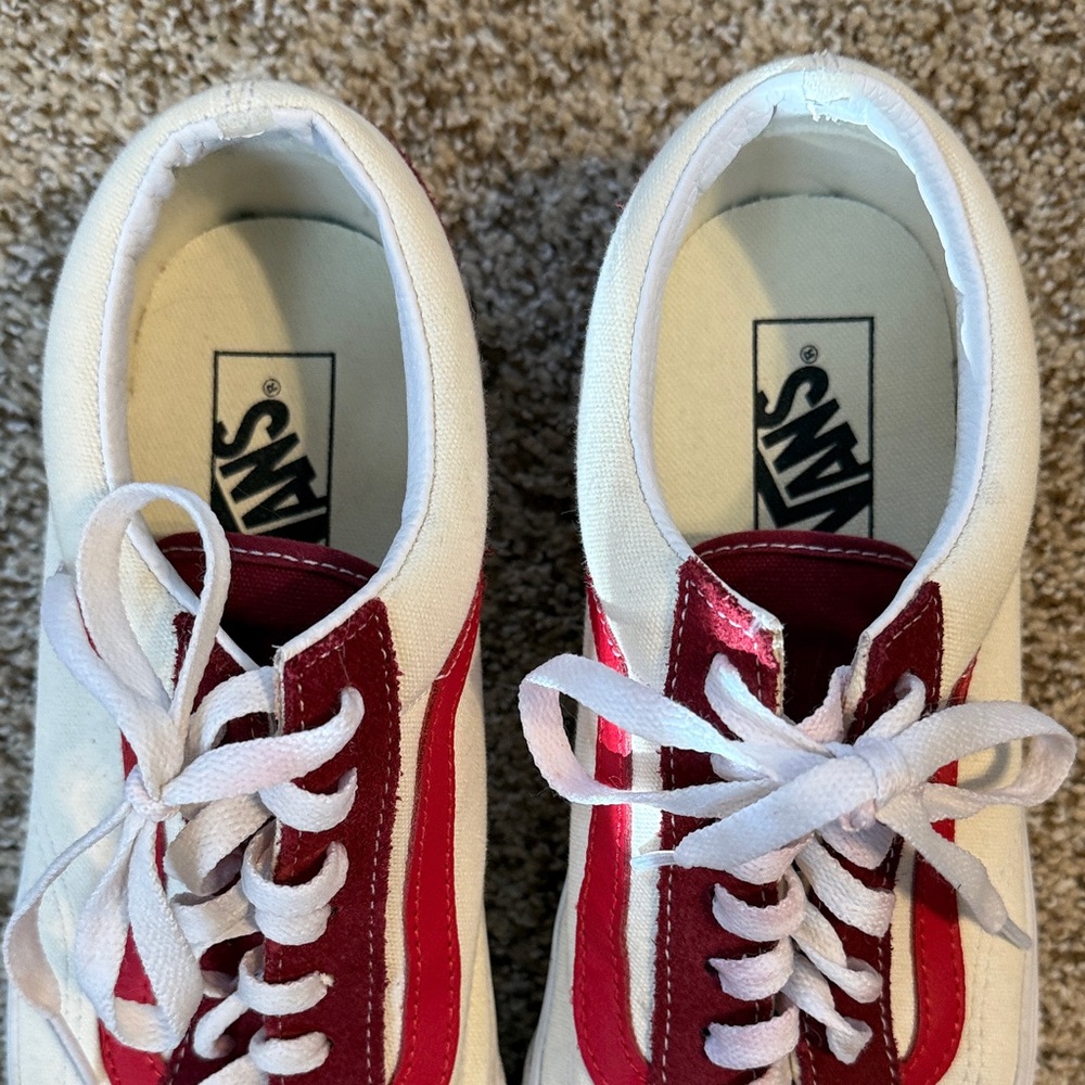 Vans Burgundy and White Sneakers - Picture 2 of 10